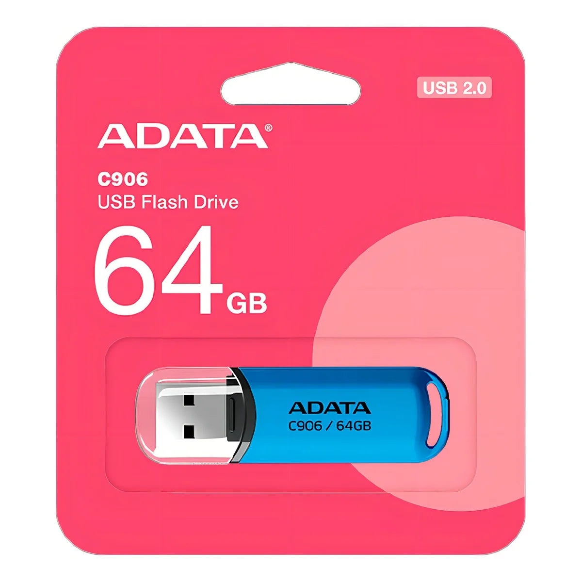 ADATA C906 64GB USB Flash Drive 2.0 Micro USB Stick Mini Plastic Shape Blue AC906-64G-RWB Gift Box Packaging