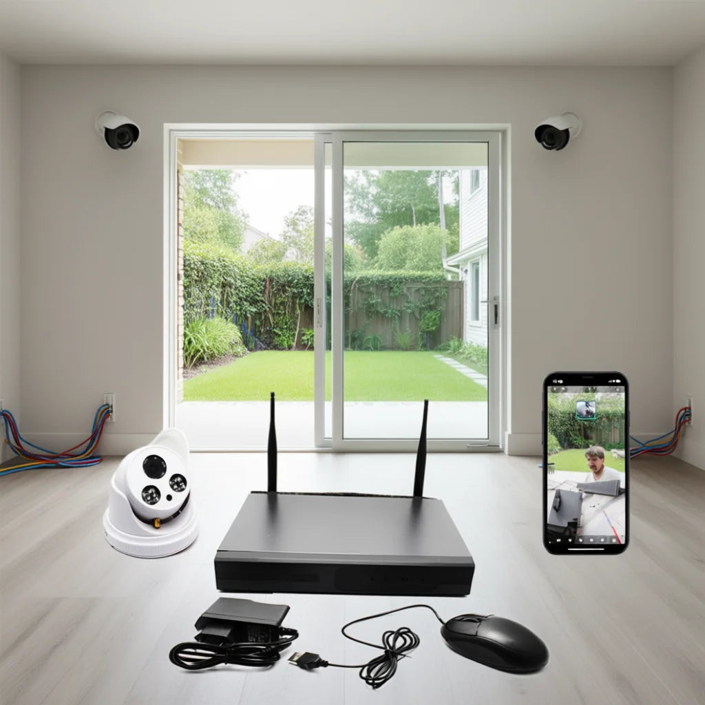 On Teck Sa De Cv 1080P H.264 Bullet Camera NVR Kit for Cloud Storage Surveillance System Home Security Durable for