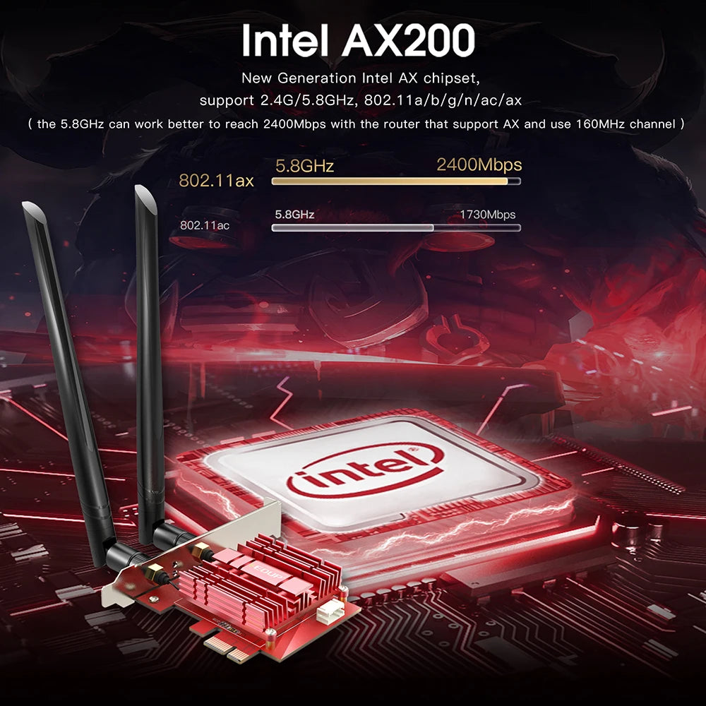 EDUP AX200NGW 802.11ax 3000Mbps Wifi 6 PCI-E Express Network Card AX200 WiFi Adapter