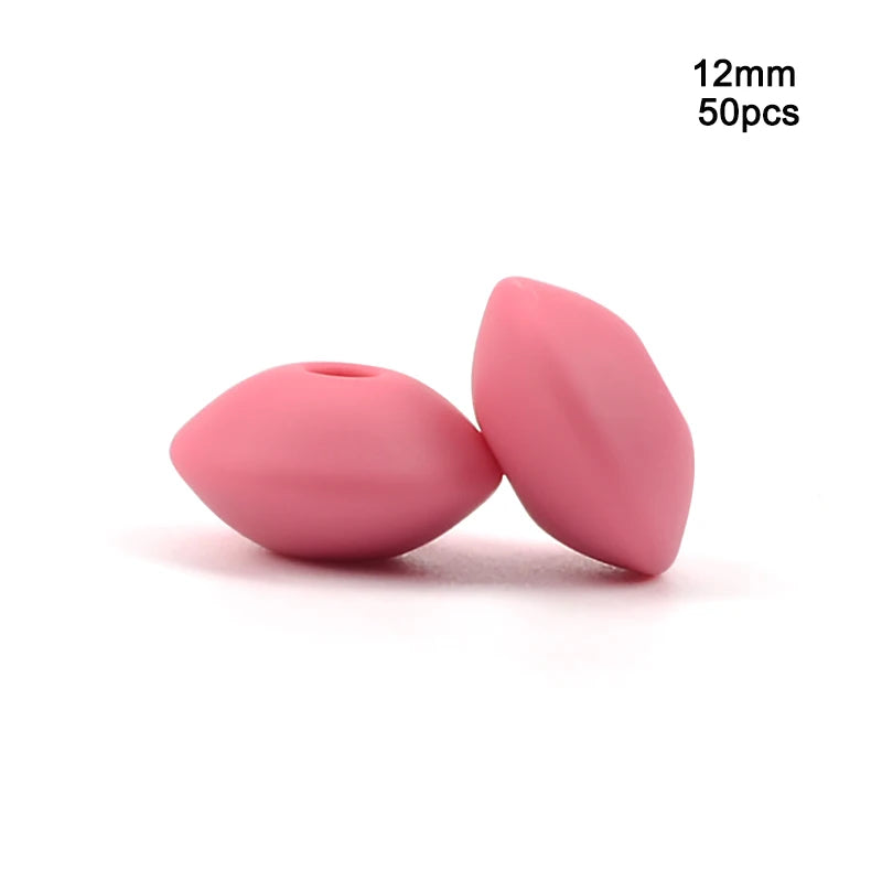 LOFCA 50pcs 12mm Silicone Lentil Beads Baby Teething Beads BPA-Free Food Grade Making Baby Oral Care Pacifier Chain Accessorise