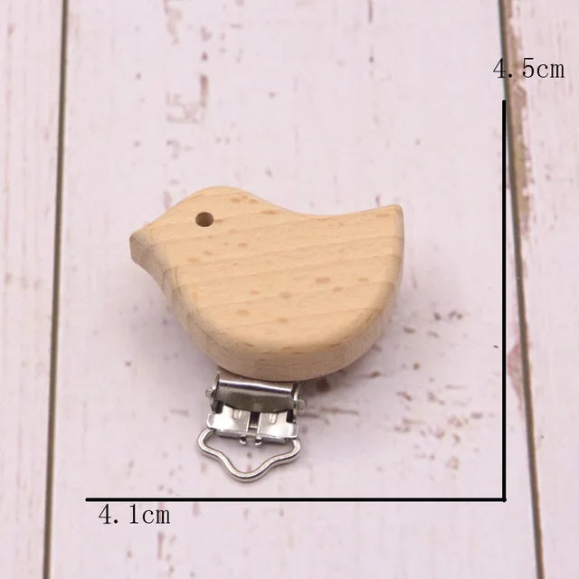 5PCS Wooden Rabbit Pacifier Clip Baby Accessories Wooden Animal Pacifier Metal Holder Elephant Pacifier Wooden Baby Teeth