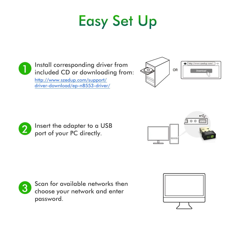 EDUP EP-N8553 150Mbps Network Card Mtk 7601 Chipset Usb Wifi Adapter