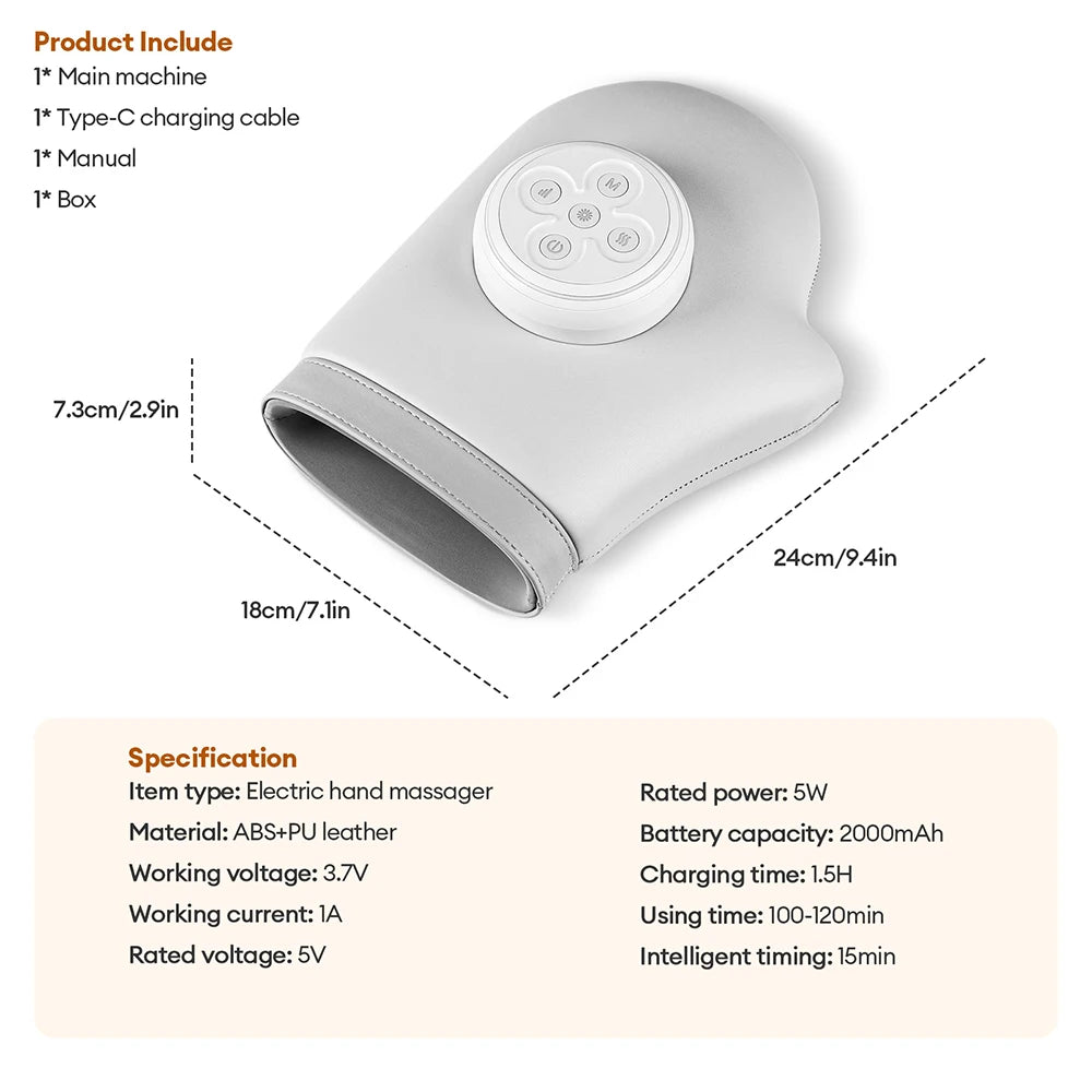 Electric Hand Massager Air Pressure Kneading Wrist Massager Airbag Finger Massage Glove Hot Compress Acupoint Finger masajeador