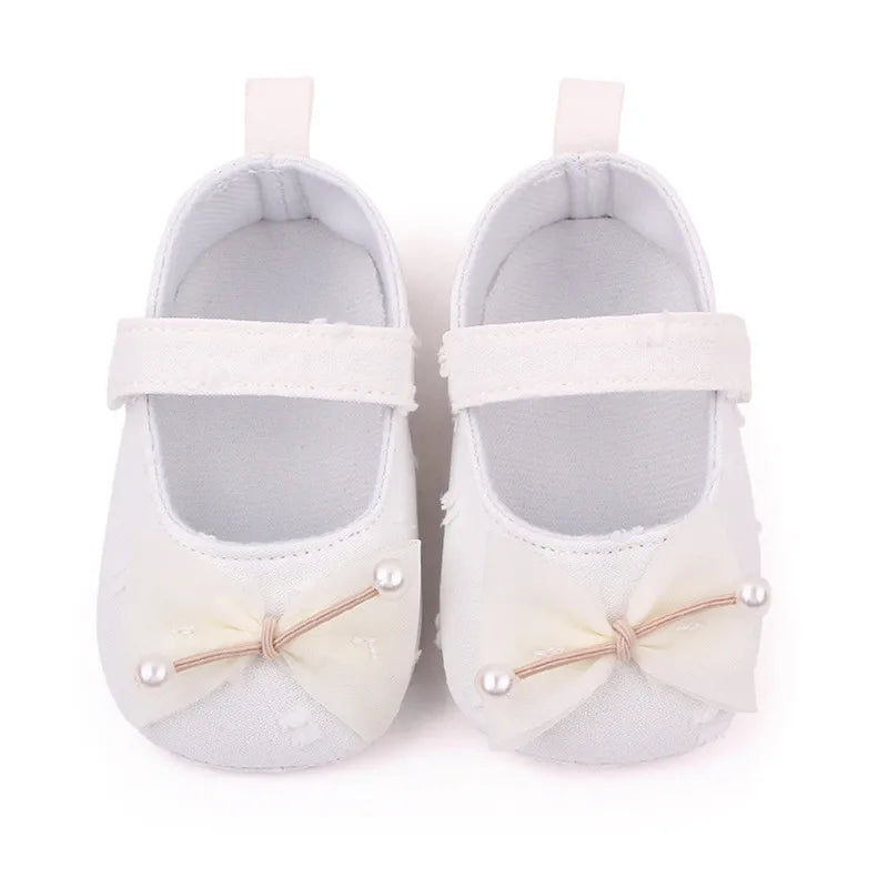 0-18months Baby Girls Bowknot Flats Soft Sole Shoes Non-Slip Princess Wedding Dress Walking Shoes For Newborn Girls