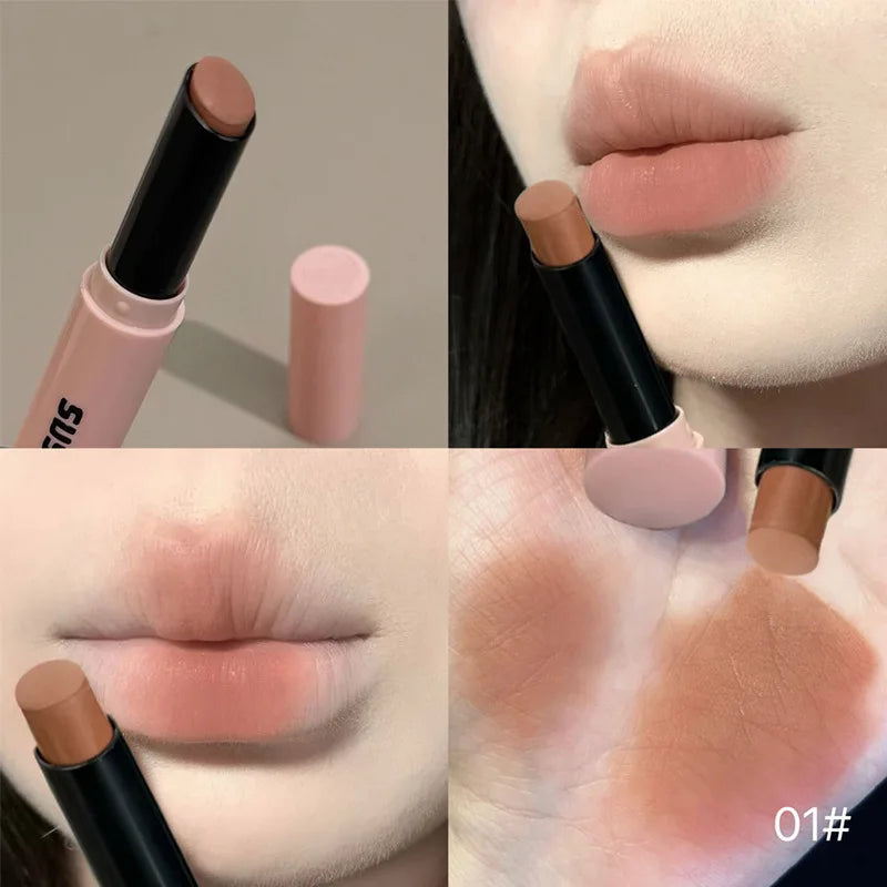 Smoky Grey Violet Lipstick Matte Velvet Finish Smooth Application Lip Mousse Waterproof Mirror Glossy Lip Tint Not Fading Makeup