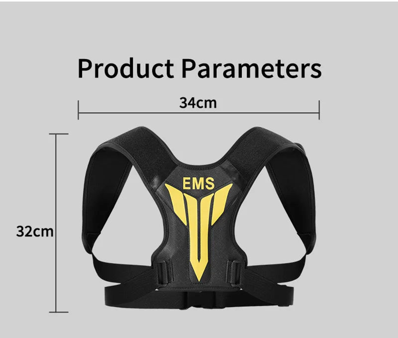 Electric Muscle Stimulator EMS Back Shoulder Vibration Stress Relief Massager Smart Muscle Toner Correct Body Posture USB Charge