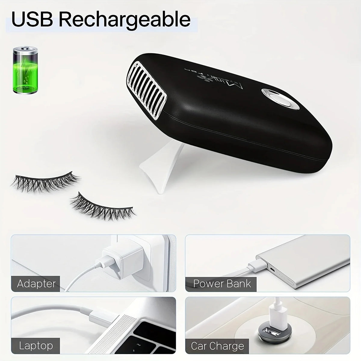 Mini Lash Fan Portable Eyelash Extension Fan Dryer Rechargeable USB Fan With 3 Adjustable Speed Cooling Air