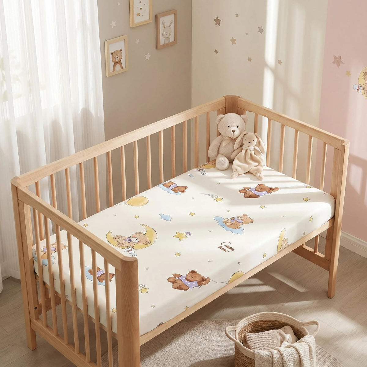 Cute Printed Patterned Sheet/Mattress Cover, Children's 100% Cotton Breathable and Moisture-Wicking Patchwork Mattress Cover.