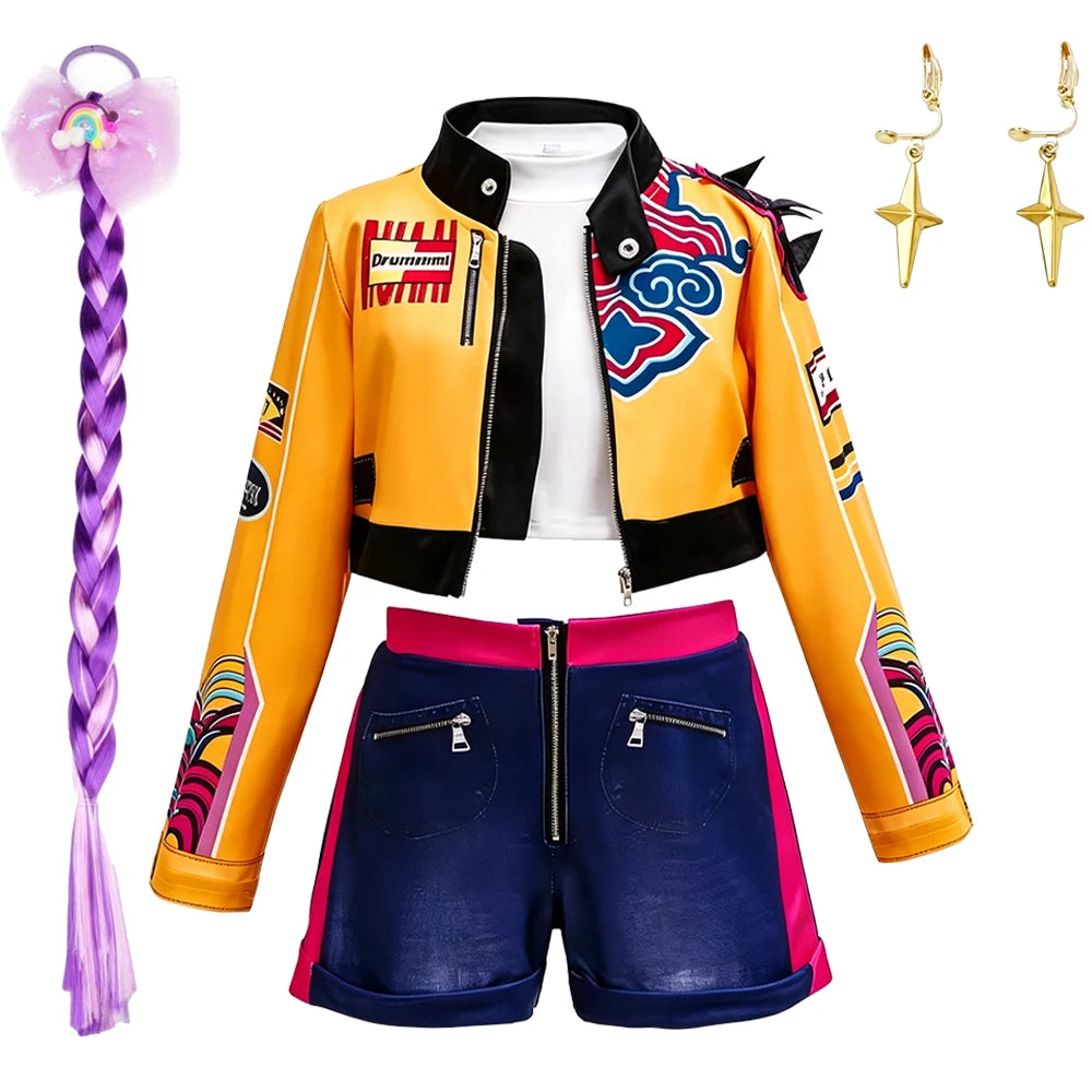 Girl 3D Print 3Pcs Role Play Dress up Music Performance Clothing Dance Costume Child Singer Cosplay Team Uniform