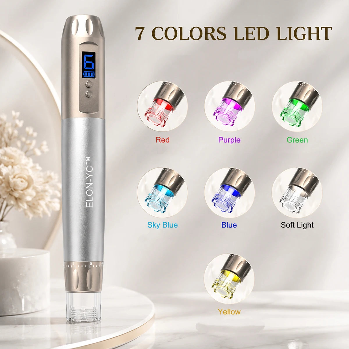 Newly ELON-YC-H6 Microneedling pen 2-in-1 beauty equipment with 10 cartridges Needle length 0.25mm