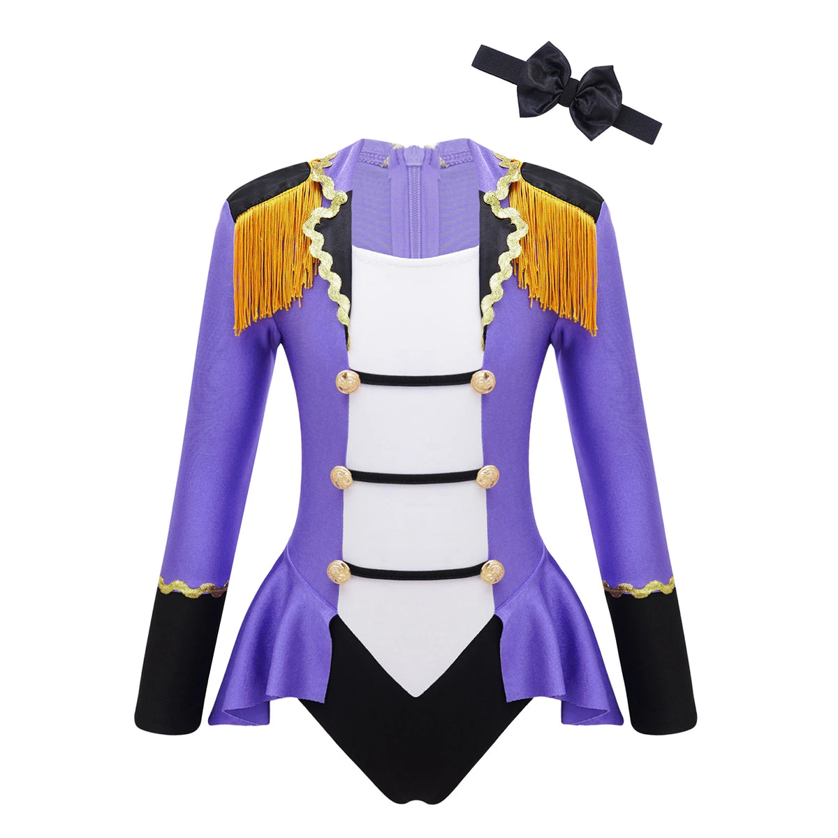 Childrens Showman Bodysuit Tassel Leotard Circus Ringmaster Cosplay Costumes Kids Girls Carnival Party Performance Jumpsuit