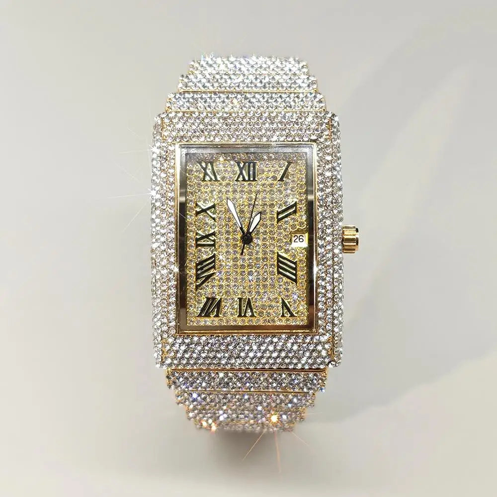 2025 Hot Luxury Brand Quartz Diamond Watch For Men Fashion Hip Hop Full Diamond Bling Jewelry Wristwatches Man Dropshipping 