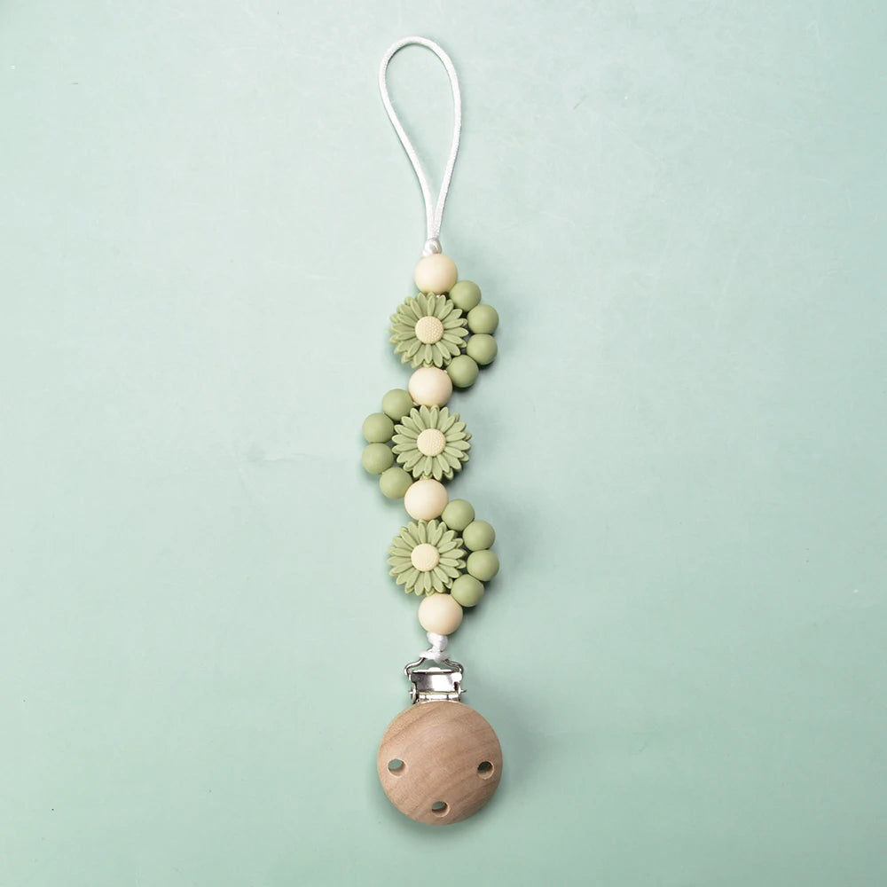 LOFCA Baby Silicone Teethers Pacifier WoodenClips Chain For Baby Pendant Nipple Holder Baby Teething Toys BPA Free Chew Beads