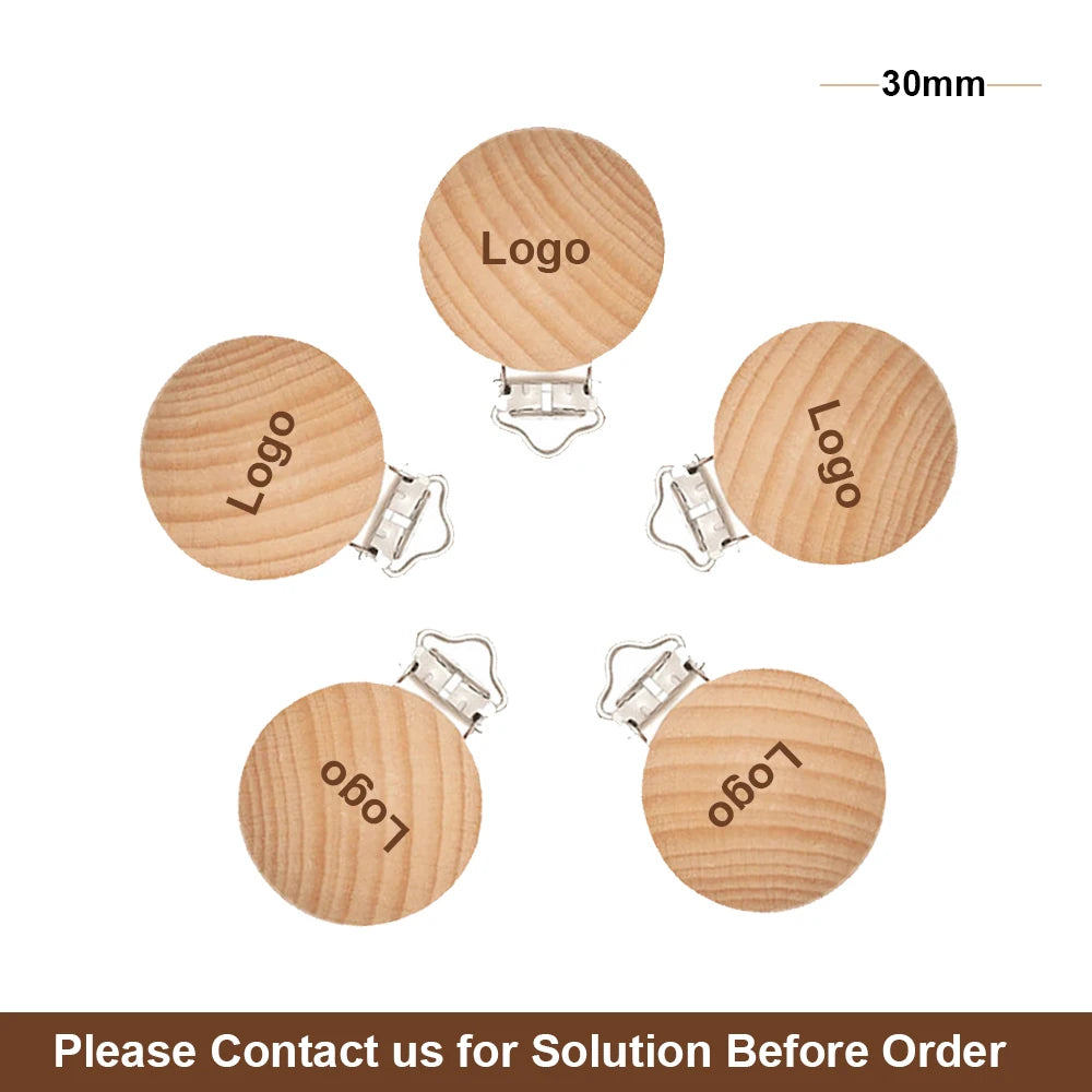 Mabochewing 20pcs 30mm 35mm Natural Beech Wood Clips for Baby Mobile Chewing Pacifier Chain