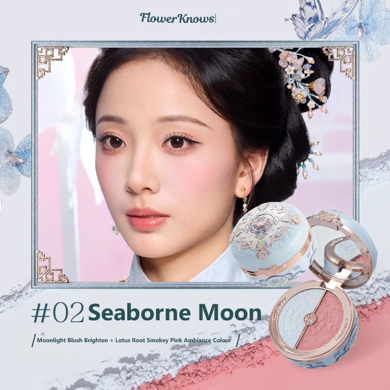 Flower Knows Strawberry Rococo Embossed Blush Fine Powder Makeup Smooth Long Lasting Blusher Waterproof Blush Maquiagem