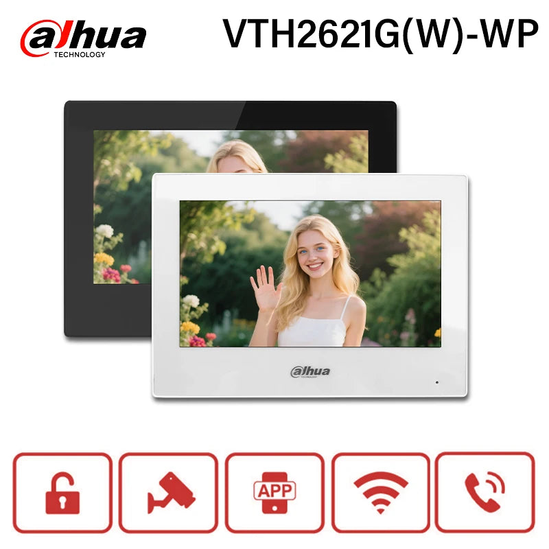 Dahua IP & Wi-Fi Indoor Monitor White VTH2621GW-WP Black VTH2621G-WP Video Intercom 7" PoE Screen IP Camera Monitor Full Digital