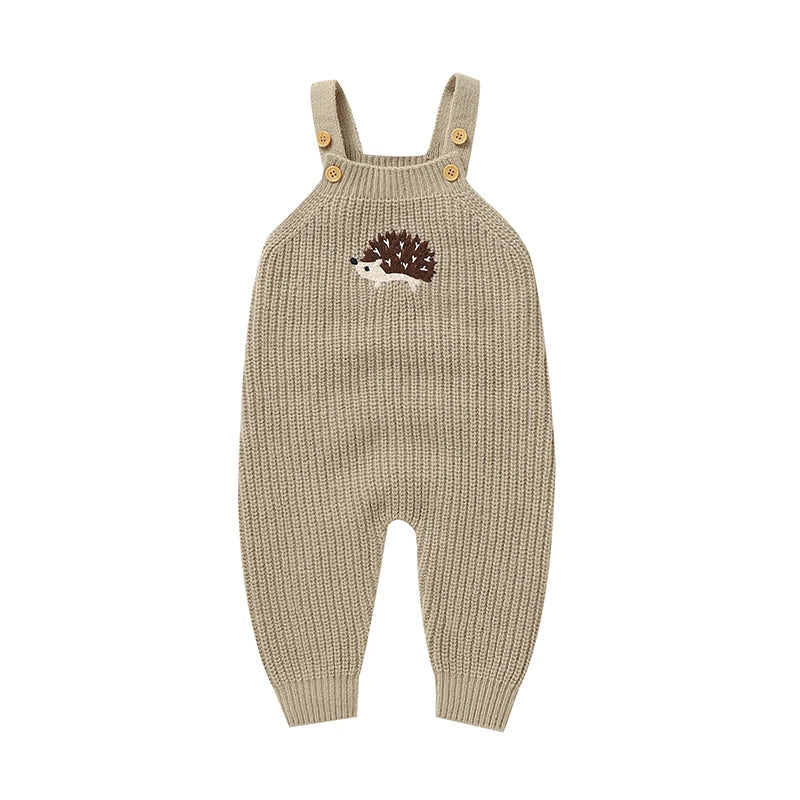Baby Girls Boys Rompers Cute Hedgehog Knitted Newborn Sleeveless Sunsuits Jumpsuits 0-18m Infant Unisex Overalls Toddler Costume