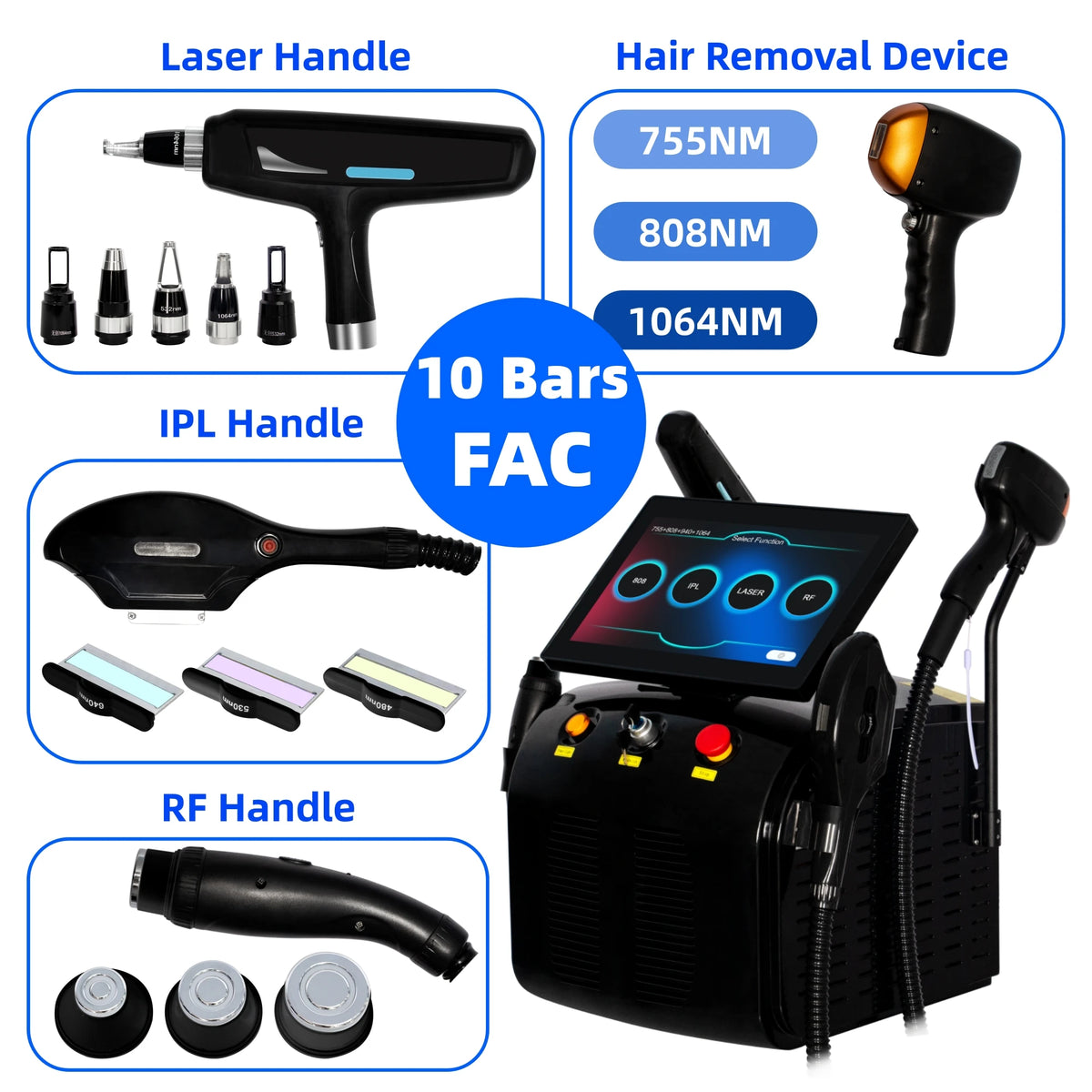 Diode Laser Hair Removal 4 IN 1 7000W FAC 755 808 940 1064nm Soprano Painless Permanent Hair Removal CE Certified Beauty Device