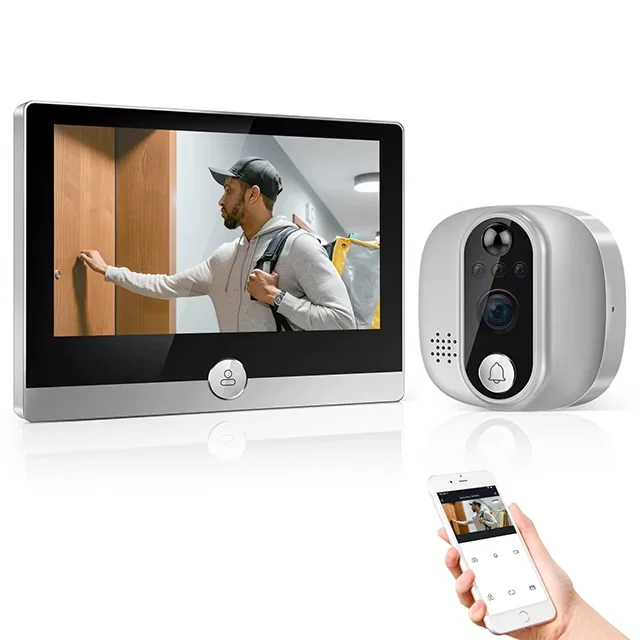 Jeatone Alexa Tuya Smart WiFi Video Peephole 1080P/158° Doorbell Camera For Home 4.3" LCD Screen 24H PIR Movement Detection Eye