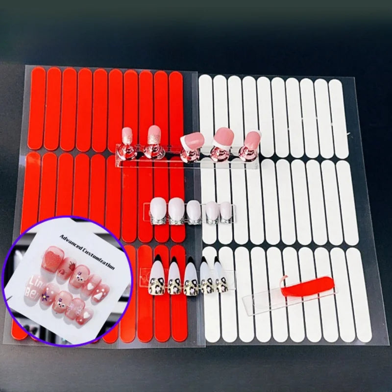 30Pcs Nail Art Adhesive Tape Double Sided Adhesive Transparent Nail Display Tape for Fingernails Decorative Beauty Stickers