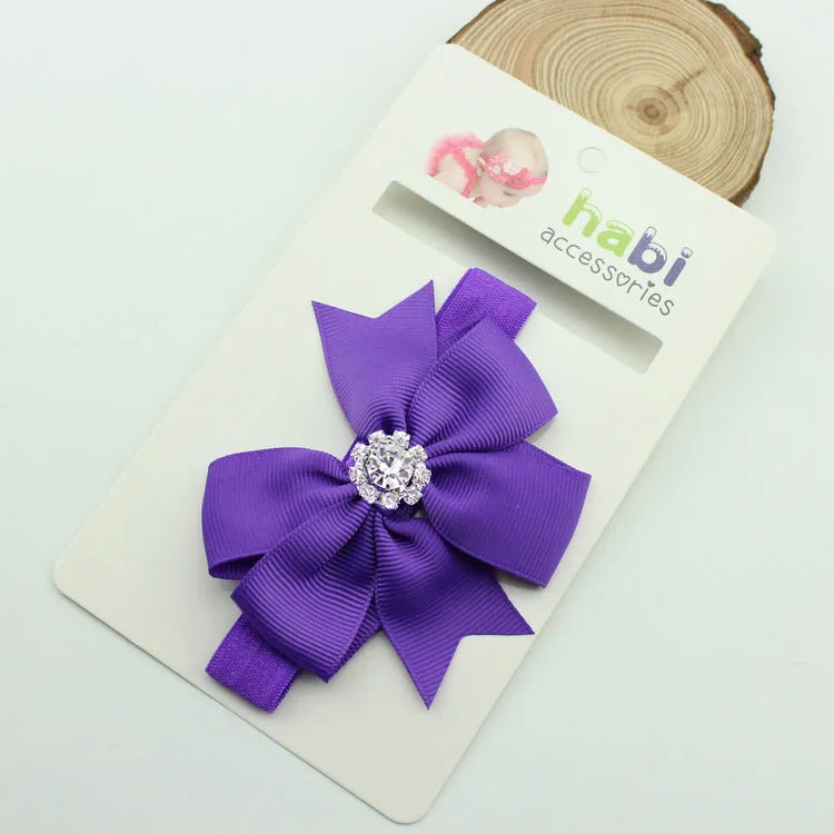 1 Piece Baby Headband Girl Bandage Ribbon Bowknot Infant Kids Hair Accessory Newborn Bow Crystal Toddler Band Headwear