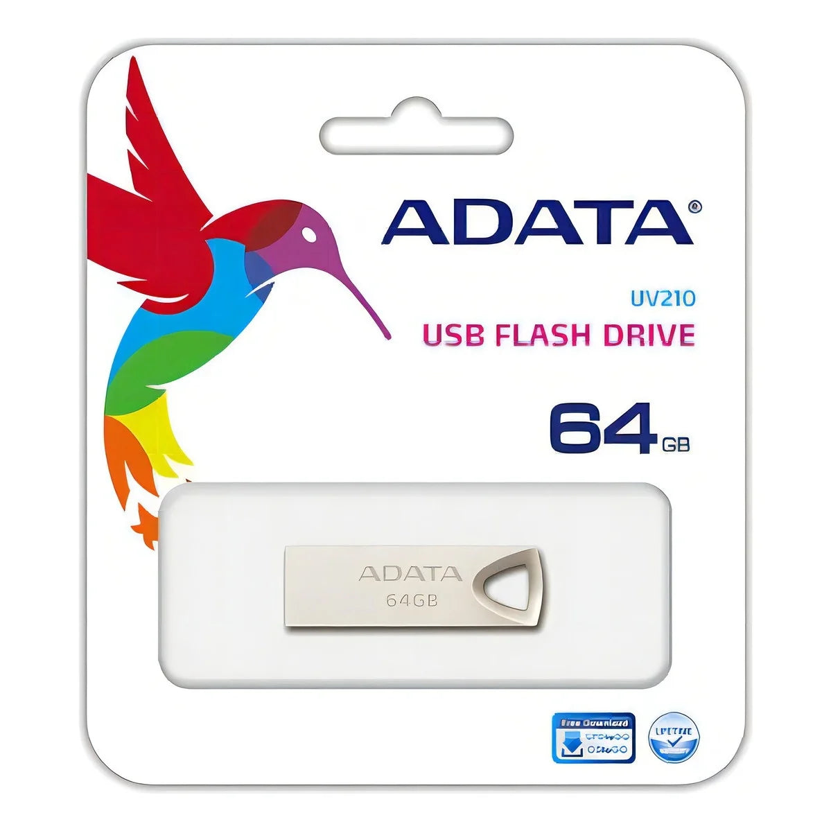 Adata UV210 OTG USB Flash Drive 2.0 Silver 64GB Capacity Custom Metal Pen Style 2TB Box Packing 3.0 Interface New & Unused