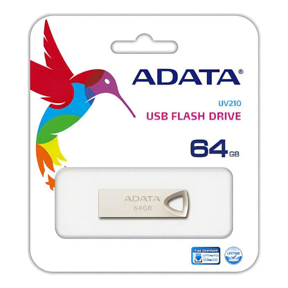 Adata UV210 OTG USB Flash Drive 2.0 Silver 64GB Capacity Custom Metal Pen Style 2TB Box Packing 3.0 Interface New & Unused
