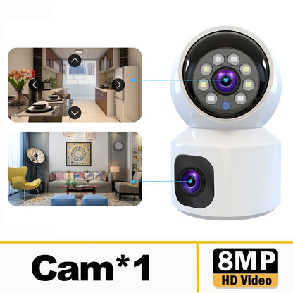 8MP 4K Wifi Surveillance Camera Wireless Security PTZ IP Camera AI Human Tracking 10X Zoom Security Camera Dual Screen Monitor