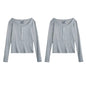 Maden Women’s Slim Fit Henley Shirt Ribbed Knit Long Sleeve T-shirt O-Neck Layering Top Solid Color Autumn Winter Inner Wear