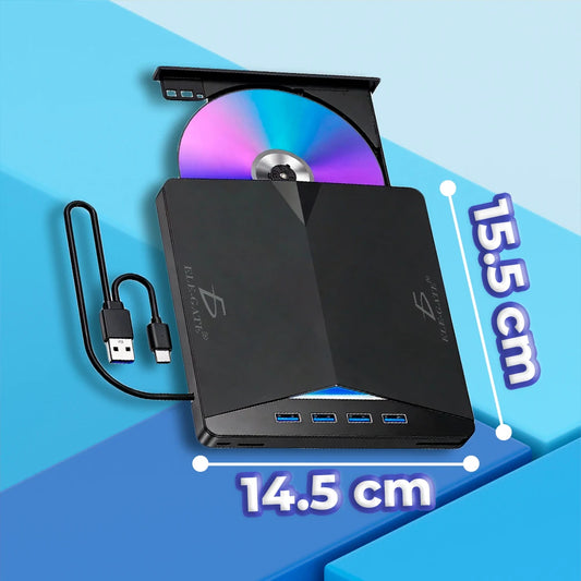 ELLE-CARTE CON.122 7-in-1 Multifunctional DVD-Combo Tray Type Recorder USB 3.0 Hub TF SD Card Slots Burner Reader Supports Error