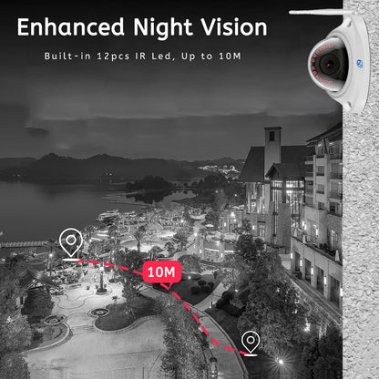 5MP Wifi Dome IP Camera Vandalproof Humanoid Detection CCTV Camera Onvif SD Card H.265 Audio Video Surveillance Cameras Camhipro