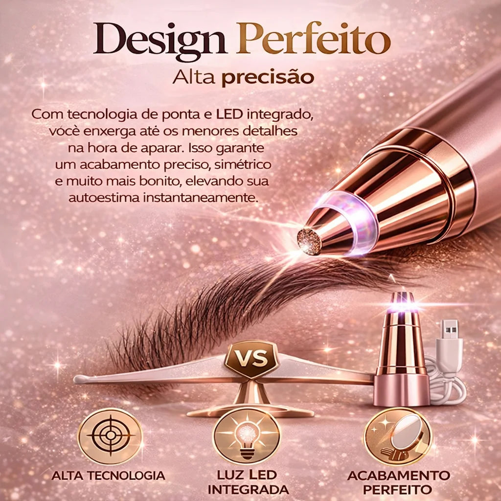 Caneta Elétrica Removedor De Pelos Sobrancelha E Rosto Recarregável Portátil Design Preciso E Suave