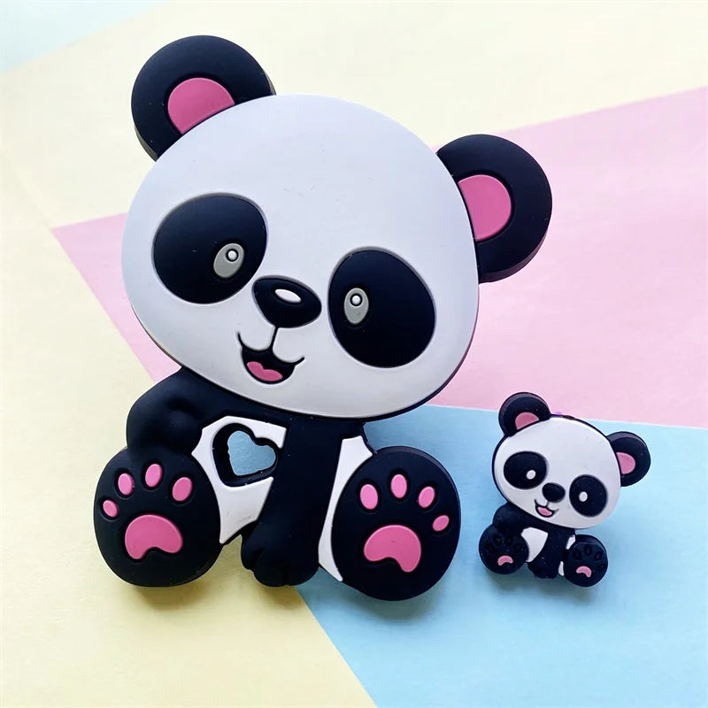 2pcs / Set Mini Silicone Elephant Lion Cat Teether Beads Baby Toy Teether Rattle BPA Free Silicone Teether