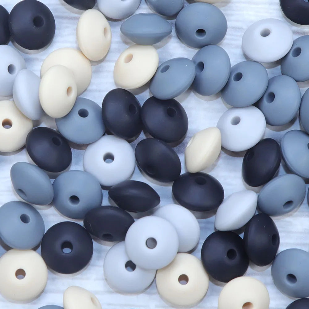 BOBO.BOX 100pc12mm Silicone Lentil Beads Baby Teething Bead BPA-Free Food Grade Making Baby Oral Care Pacifier Chain Accessorise