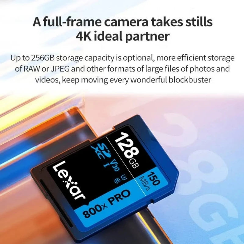 Good Quality Lexar SD800X 32GB SD Card 64GB 128GB 256GB 512GB U3 V30 C10 Memory Card for 4K Video Camera