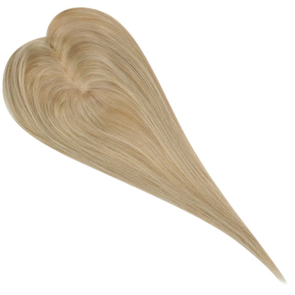 Moresoo Straight Human Hair Toppers Machine Remy Hair Piece Clip in For Women Topper for Beauty Hand Made Mono Base Hair Natural