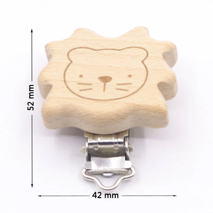 5PCS Wooden Rabbit Pacifier Clip Baby Accessories Wooden Animal Pacifier Metal Holder Elephant Pacifier Wooden Baby Teeth