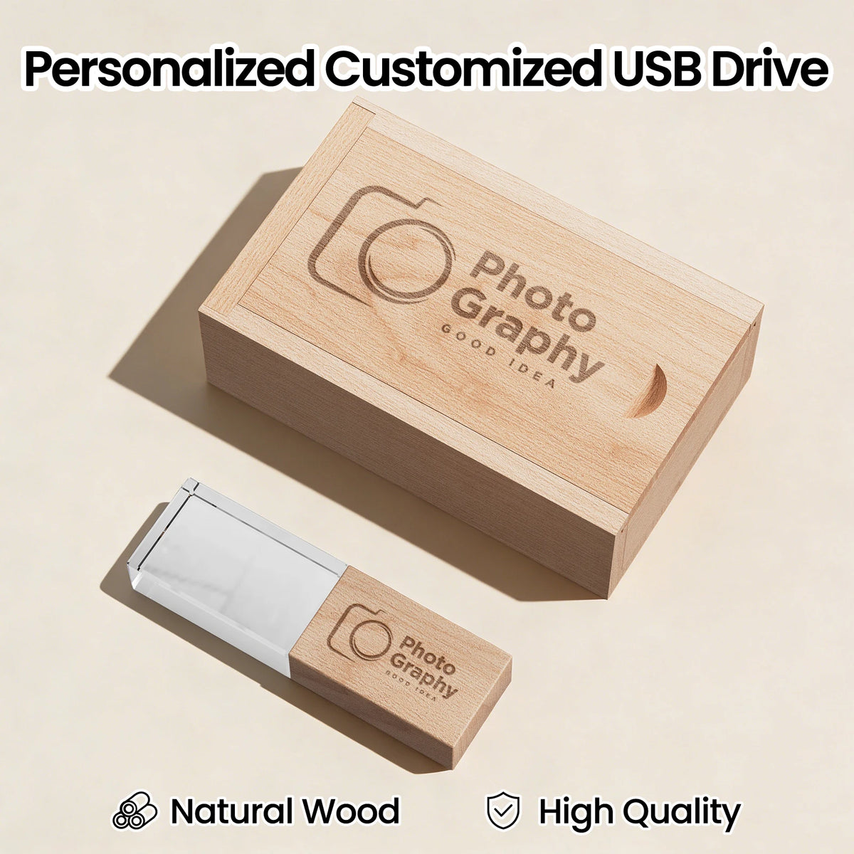 JASTER Usb Flash Drive USB 2.0 Wedding Photography Gift Wooden Crystal 64GB 32GB 16GB 4GB Memory Flash Stick Pen Drive