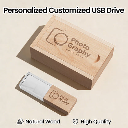 JASTER Usb Flash Drive USB 2.0 Wedding Photography Gift Wooden Crystal 64GB 32GB 16GB 4GB Memory Flash Stick Pen Drive