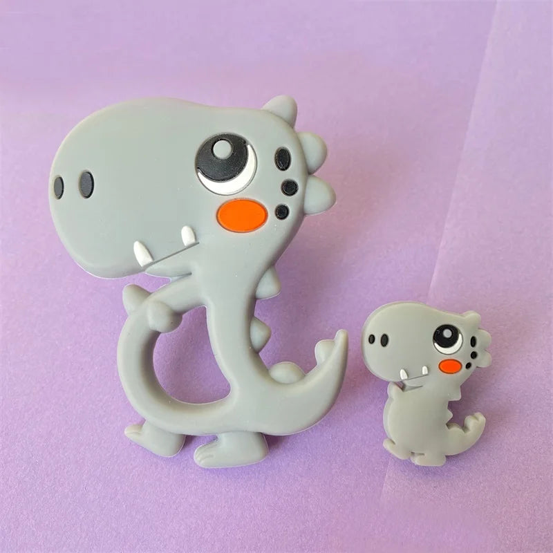 2pcs / Set Mini Silicone Elephant Lion Cat Teether Beads Baby Toy Teether Rattle BPA Free Silicone Teether