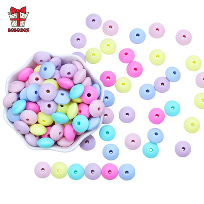 BOBO.BOX 100pc12mm Silicone Lentil Beads Baby Teething Bead BPA-Free Food Grade Making Baby Oral Care Pacifier Chain Accessorise