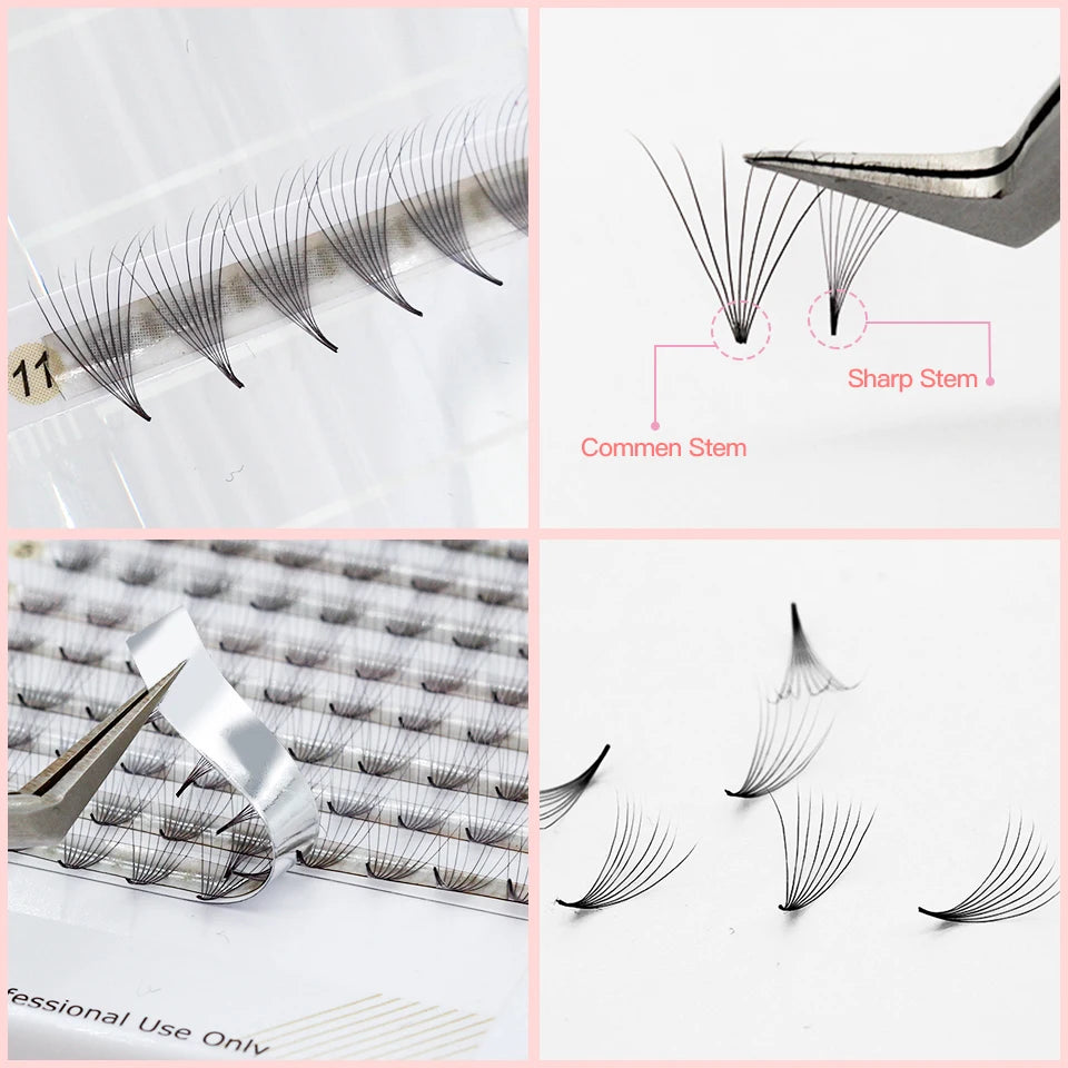 AGUUD 5 Trays/Lot Thin Roots Slim Base Premade Fans Lash Sharp Pointy Base Promade Russian Volume Fans Eyelash Extensions Faux