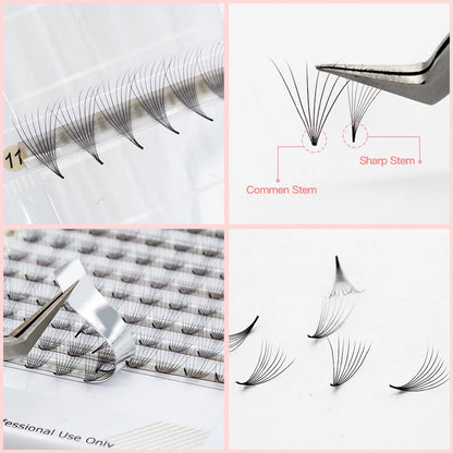 AGUUD 5 Trays/Lot Thin Roots Slim Base Premade Fans Lash Sharp Pointy Base Promade Russian Volume Fans Eyelash Extensions Faux
