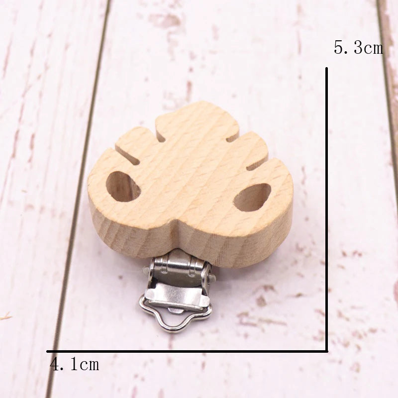 5PCS Wooden Rabbit Pacifier Clip Baby Accessories Wooden Animal Pacifier Metal Holder Elephant Pacifier Wooden Baby Teeth