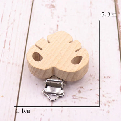 5PCS Wooden Rabbit Pacifier Clip Baby Accessories Wooden Animal Pacifier Metal Holder Elephant Pacifier Wooden Baby Teeth