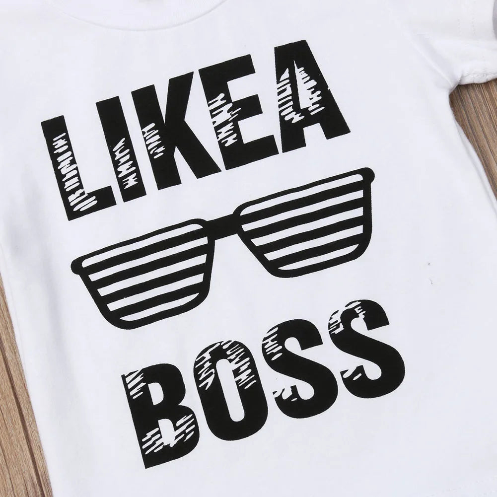 Newborn Baby Boys Clothes Toddler Kids Short Sleeve Letter T-shirt Camo Pants 2Pcs Outfits Set Baby's Clothing