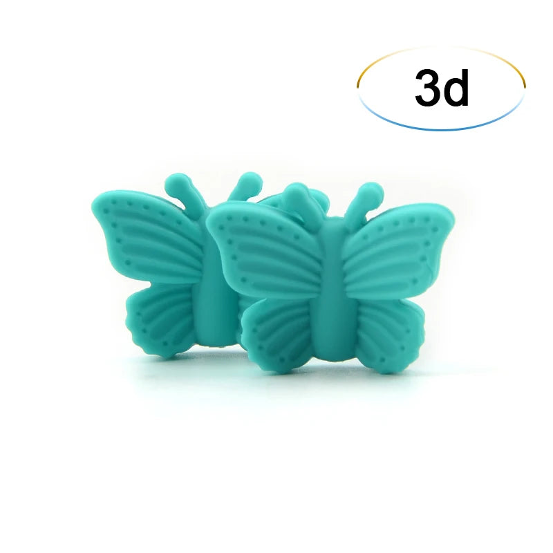 Bowknot 10pcs/lot Silicone Beads DIY Food Grade Silicone Teething Pacifier Cute Shaped Silicone teether Holder Accessories