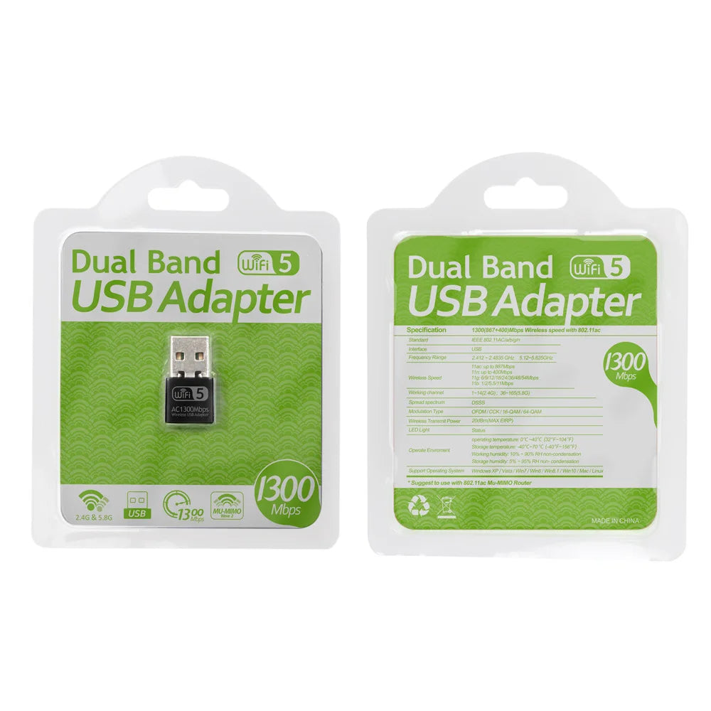 OEM Mini WiFi 5 1300Mbps Wireless Network Card Dual Band Mini AC1300 USB WiFi Adapter RTL8812BU Dual Band for PC Laptop