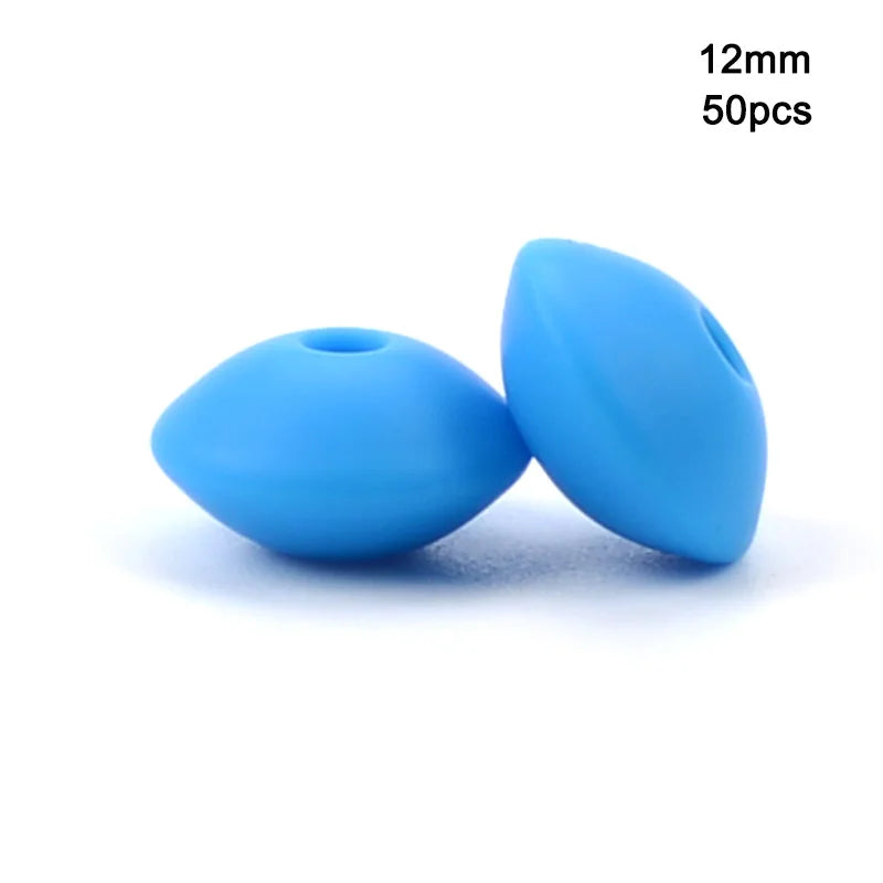 LOFCA 50pcs 12mm Silicone Lentil Beads Baby Teething Beads BPA-Free Food Grade Making Baby Oral Care Pacifier Chain  Accessorise