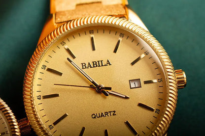 2021 new lovers' Watch Gold Plated watch no fading calendar watch quartz watch retro carved Korean gold men's Watch